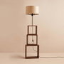 Opviq AYD-3470 Lámpara de Pie de Madera y Tela Beige